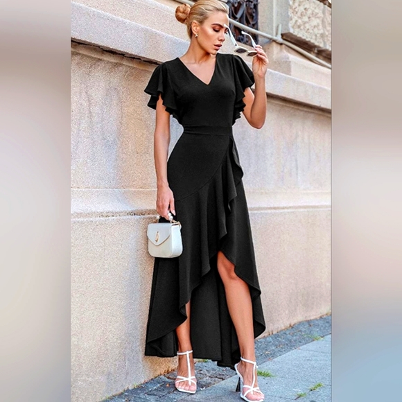 Miusol Dresses & Skirts - NWT Miusol Formal V Neck Ruffle Split Evening Party Maxi Dress. XL